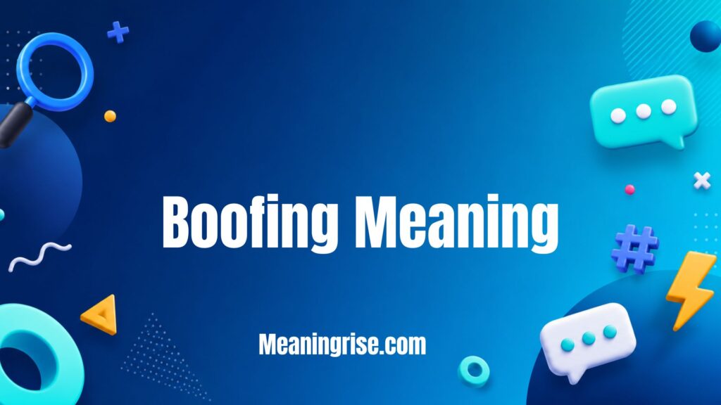 llustration explaining the Boofing Meaning," with a clear educational focus on the slang term, its different contexts, and how it is used in online conversations and internet culture.