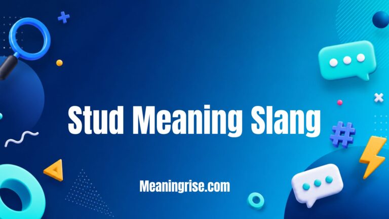 Illustration explaining the Stud Meaning Slang highlighting its common uses to describe an attractive, confident, or highly admired person, with examples from text messages, social media, and everyday conversations.