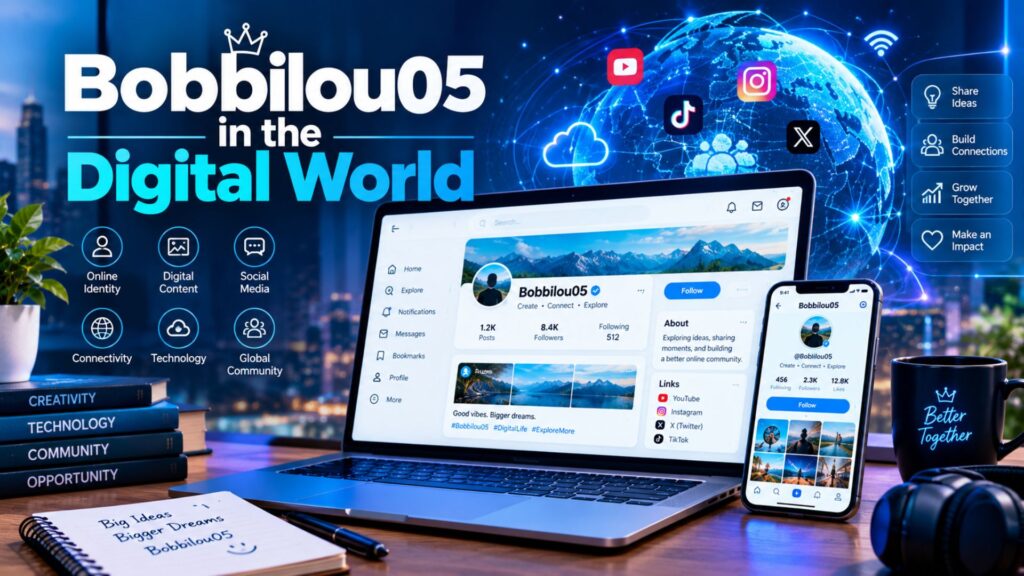 Bobbilou05 in the digital world with online identity, social media, technology, connectivity, and digital communication