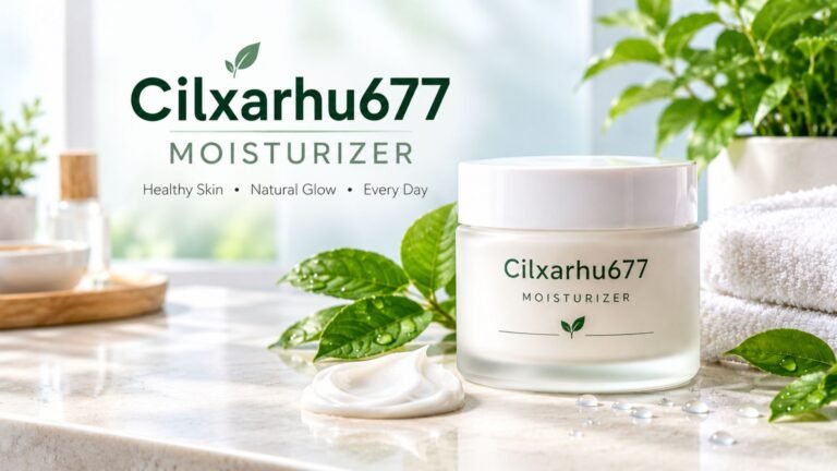 Cilxarhu677 moisturizer product displayed on a clean skincare vanity with natural beauty elements.