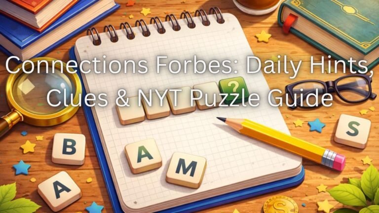 Colorful word puzzle tiles illustrating Connections Forbes daily hints, clues, and a guide to solving the Connections puzzle.