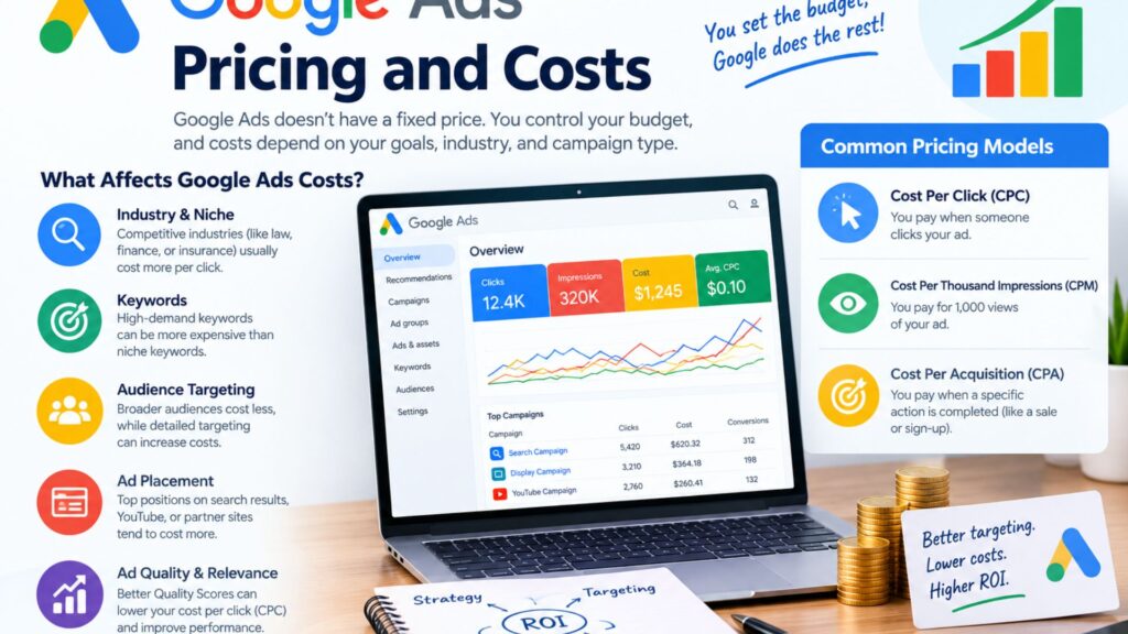 Google Ads pricing and costs for PPC advertising campaigns