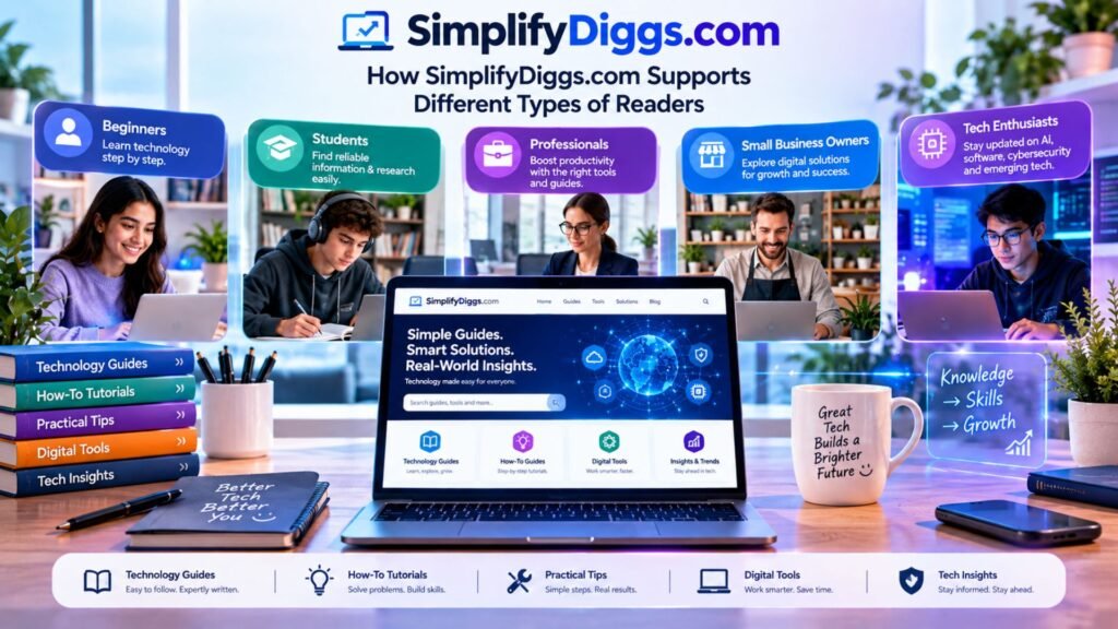SimplifyDiggs.com supporting different readers with technology guides, tutorials, practical tips, digital tools, and tech insights for beginners, students, professionals, small business owners, and technology enthusiasts.