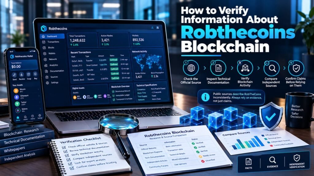 How to verify information about Robthecoins blockchain using source checking, technical documentation, transaction data, independent research, and blockchain verification tools.