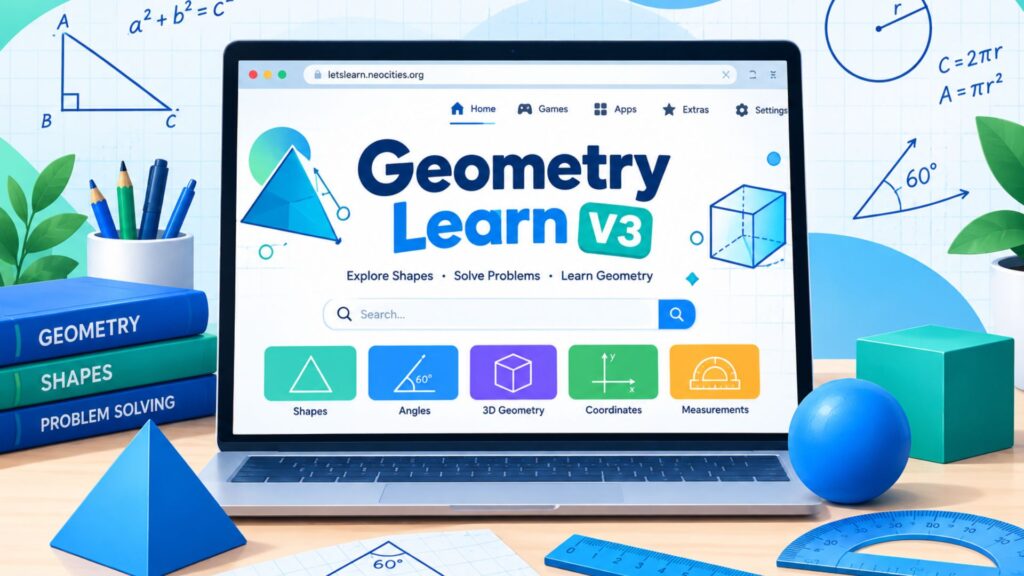 Geometry Learn V3 browser-based web project shown with geometric shapes, angles, and digital learning elements