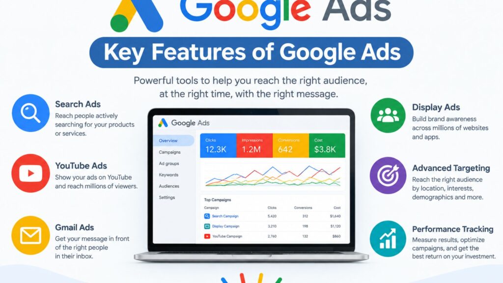 Key features of Google Ads for online advertising and campaign management