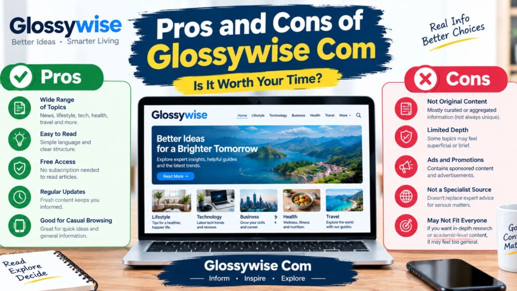 Pros and cons of Glossywise.com, highlighting its main advantages, disadvantages, features, and overall user experience
