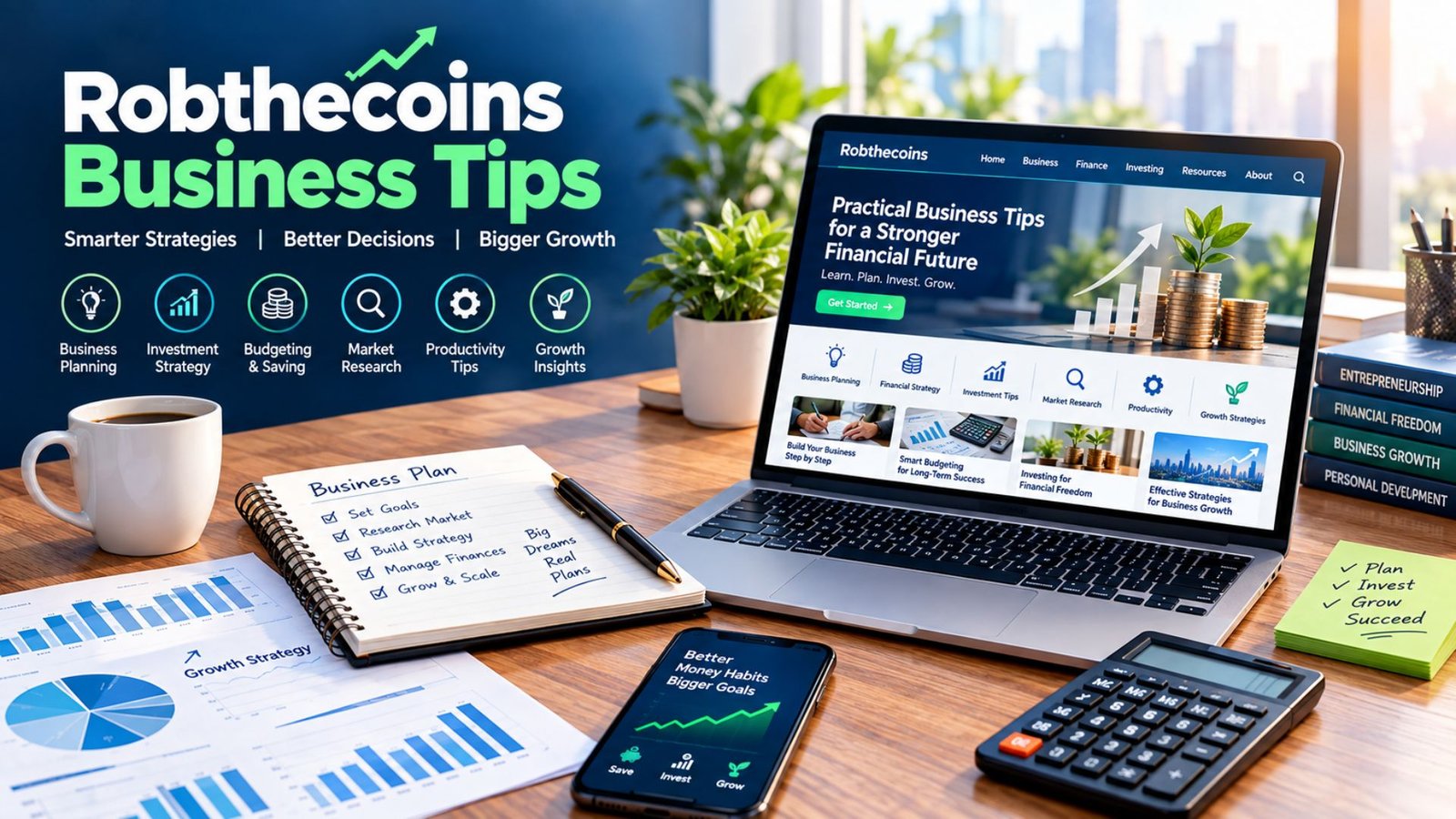 Robthecoins Business Tips featuring business planning, financial strategy, budgeting, and growth insights