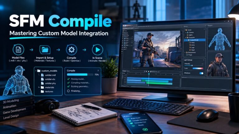 SFM Compile custom 3D model integration workflow for Source Filmmaker with model files, viewport, and compile tools