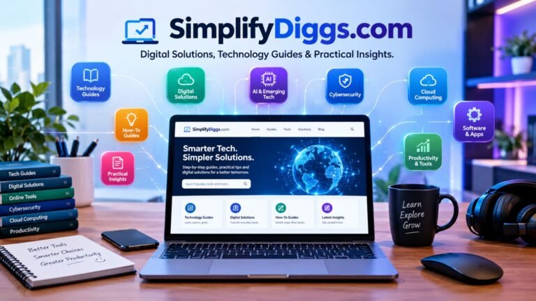SimplifyDiggs com digital solutions and technology guides with practical insights, online tools, AI, software, cloud computing, and digital productivity.