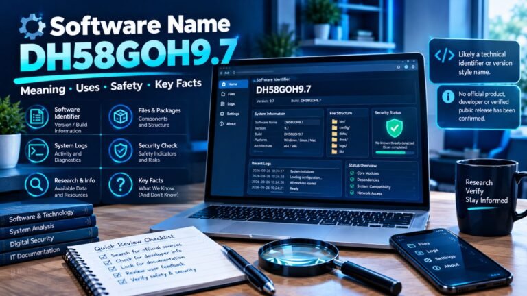DH58GOH9.7 software identifier shown on a generic system interface with version, diagnostic, and security elements