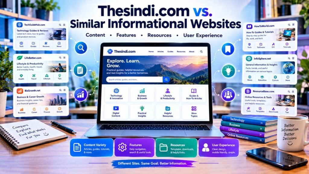 Thesindi.com compared with similar informational websites, highlighting differences in content, features, guides, resources, usability, and practical insights.