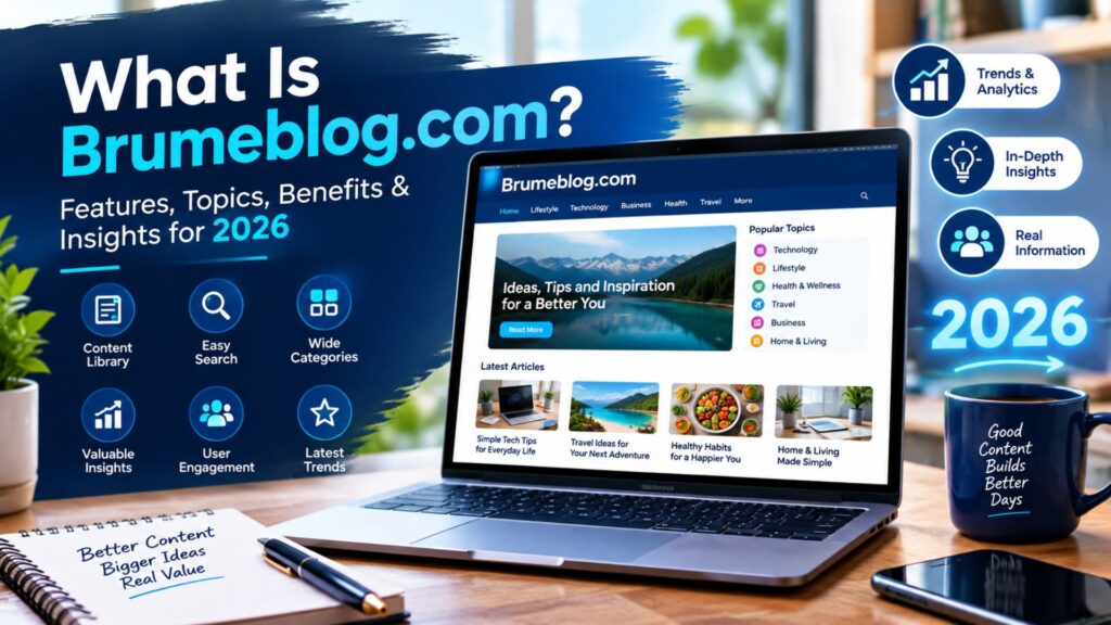 Brumeblog com website overview showing features, topics, benefits, and digital insights for 2026.