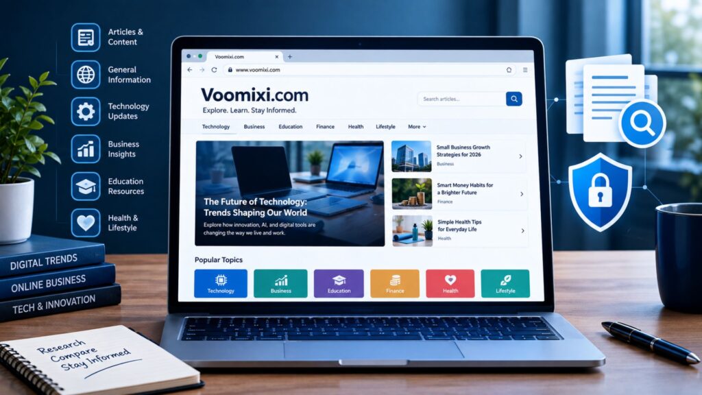Voomixi.com website showing online content, articles, digital services, and website functionality.