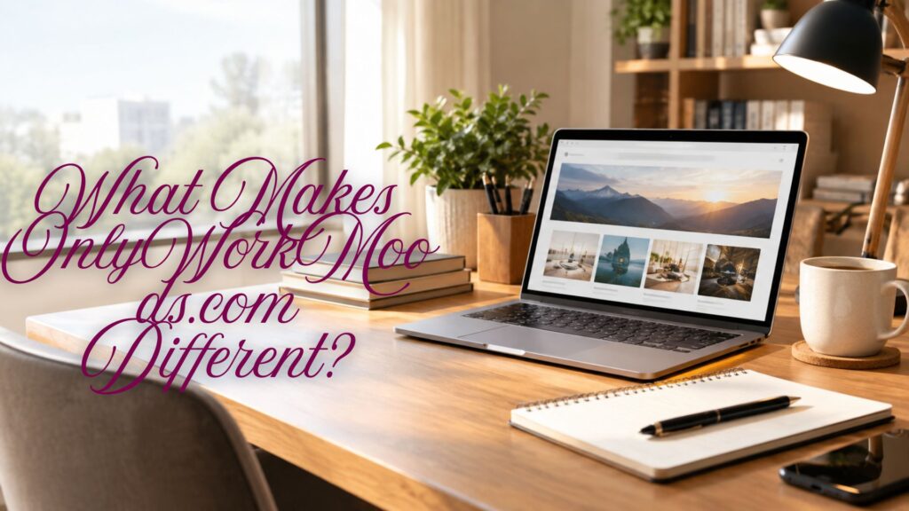Modern workspace with laptop representing what makes OnlyWorkMoods.com different and unique