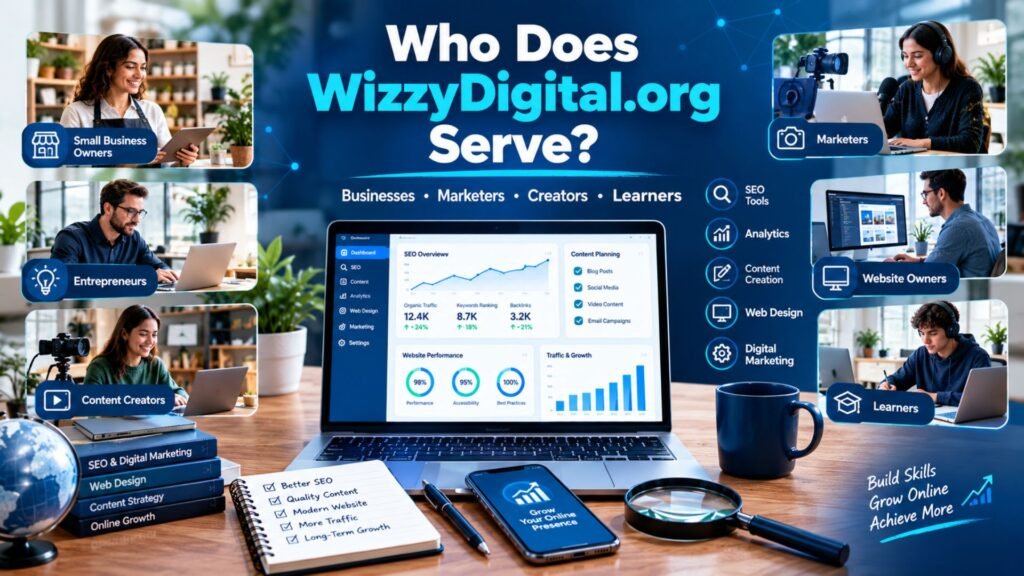 WizzyDigital org serving businesses, digital marketers, content creators, website owners, and learners with digital growth resources