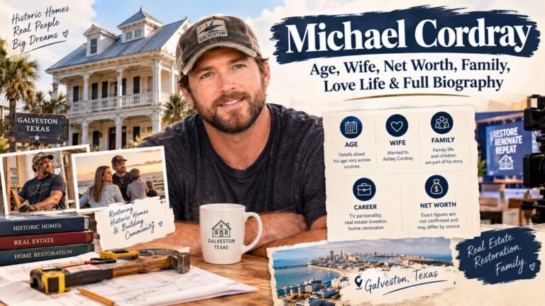 Michael Cordray featured in a historic-home restoration editorial image covering his age, wife Ashley Cordray, family, career, and net worth.