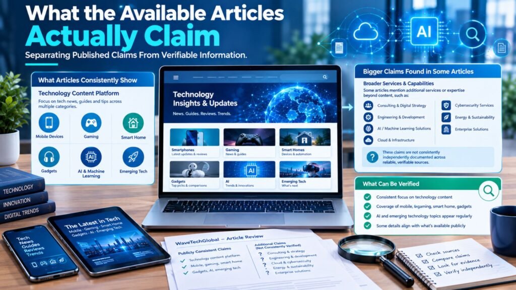 WaveTechGlobal articles showing technology topics, published claims, and verifiable information across mobile devices, gaming, smart homes, gadgets, AI, and emerging technology.