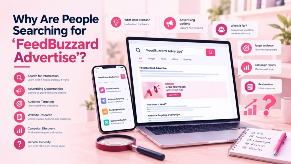 Why people search for FeedBuzzard Advertise, shown through search intent, advertising information, sponsored content, and audience targeting.